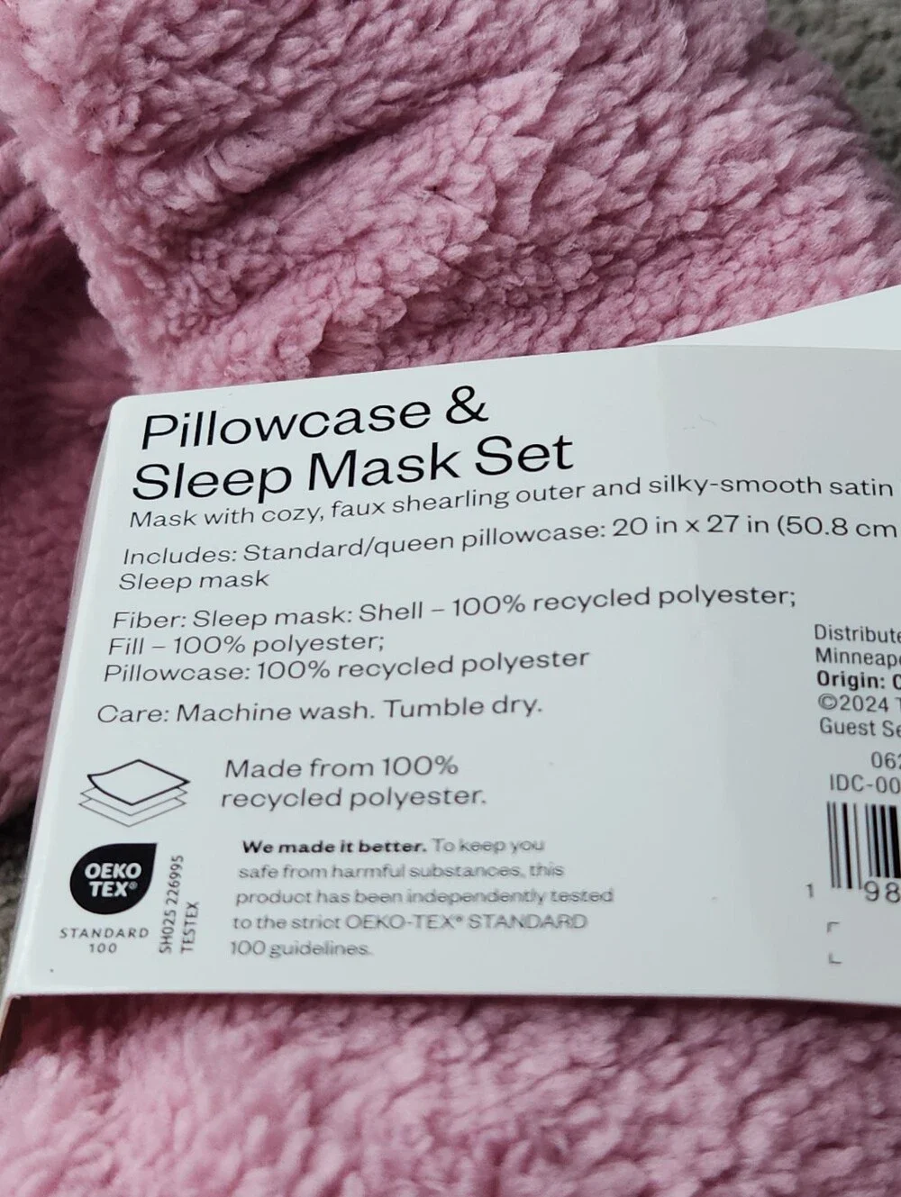 Standard Cozy Bundle Pink/Rust Pillow Case & Eye Mask - Room Essentials